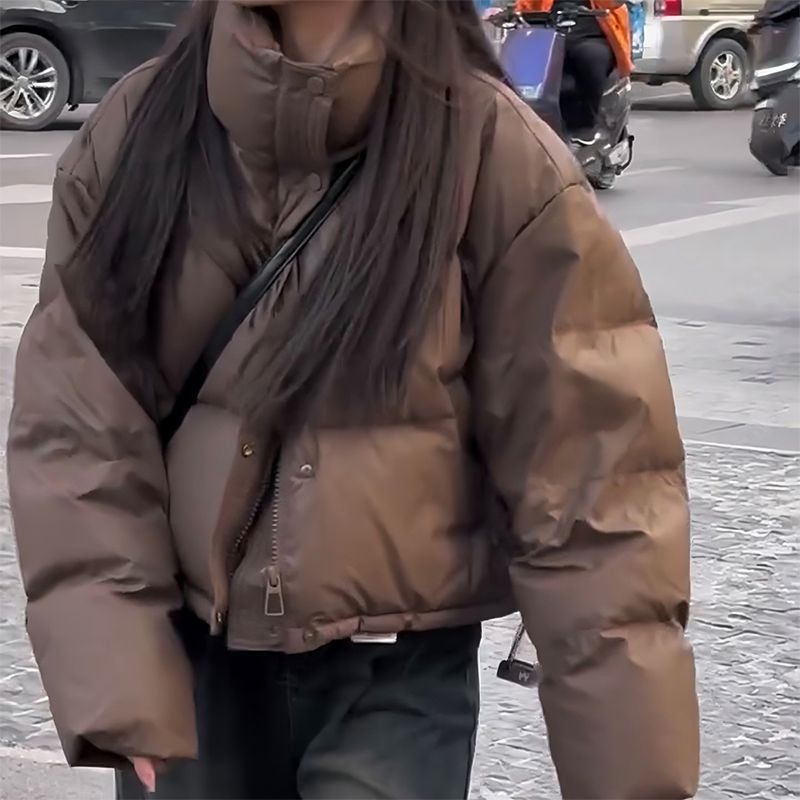 加厚保暖2023秋冬新款美拉德色系纯色面包服外套宽松休闲多色棉服
