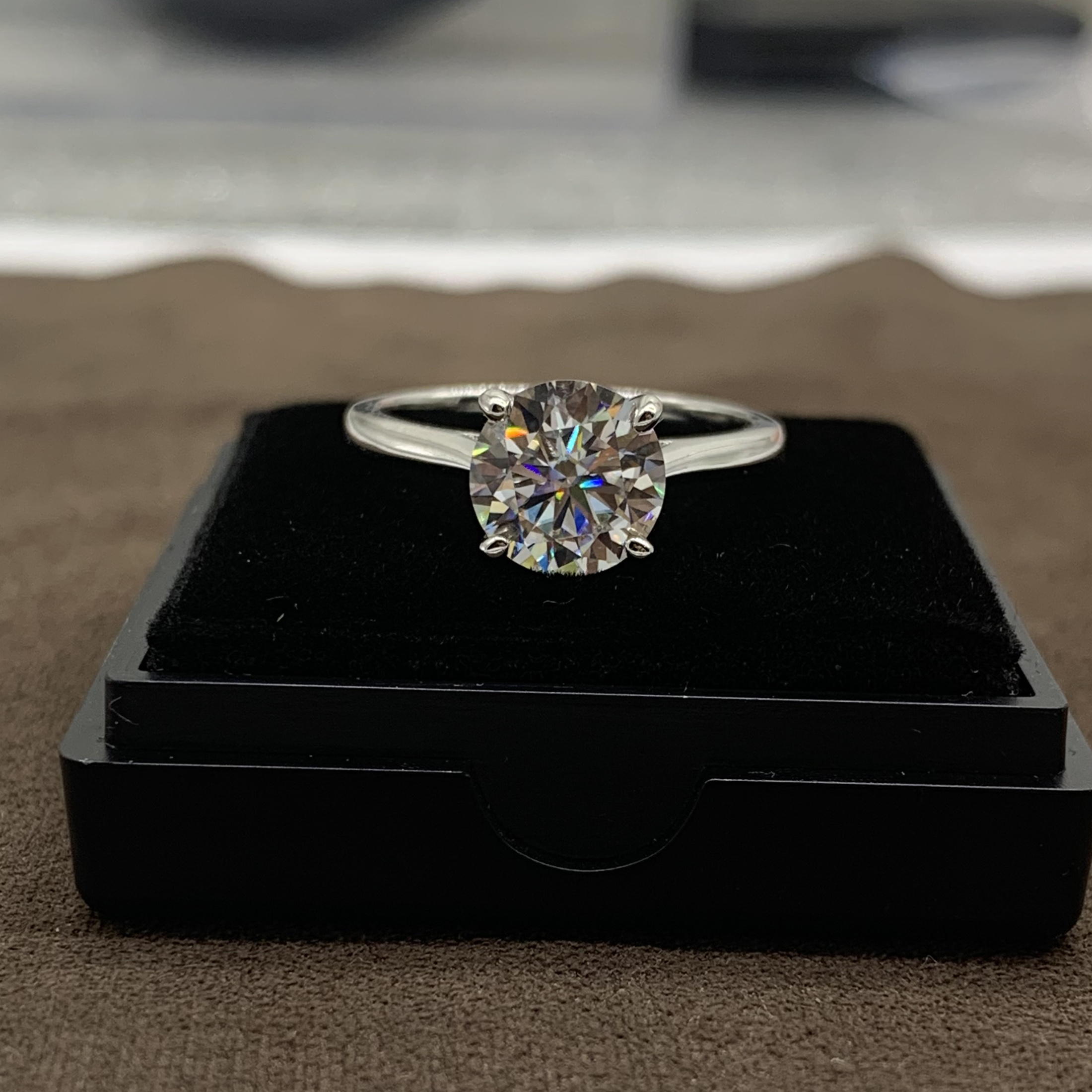 合金莫桑石戒指 经典四爪2克拉八心八箭莫桑钻戒指银戒指时尚女戒