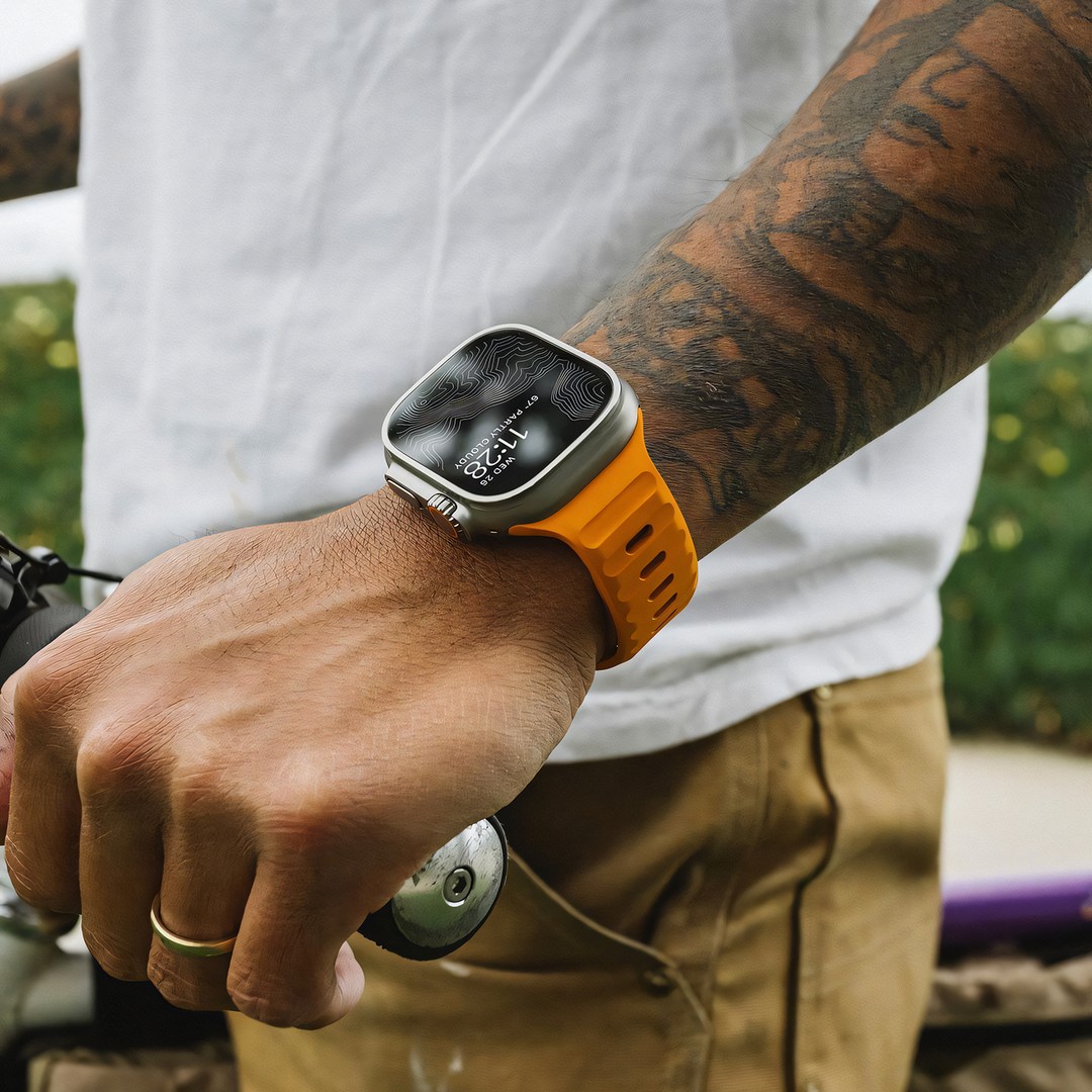 【科沃芝】金刚橙防表带氟橡胶苹果表带iwatch8高级S9运动硅胶防水