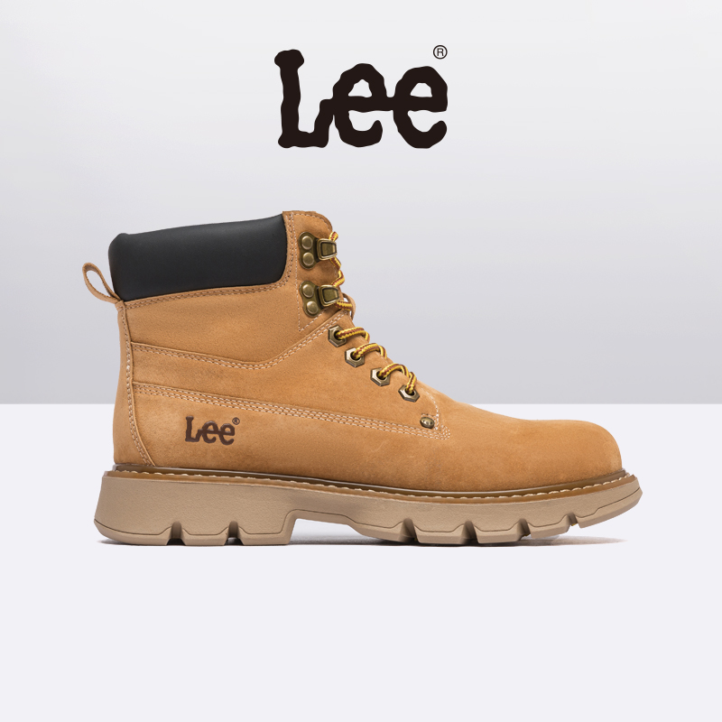 Lee马丁靴男款中帮男鞋冬季反绒工装风头层真皮网红大黄靴时尚