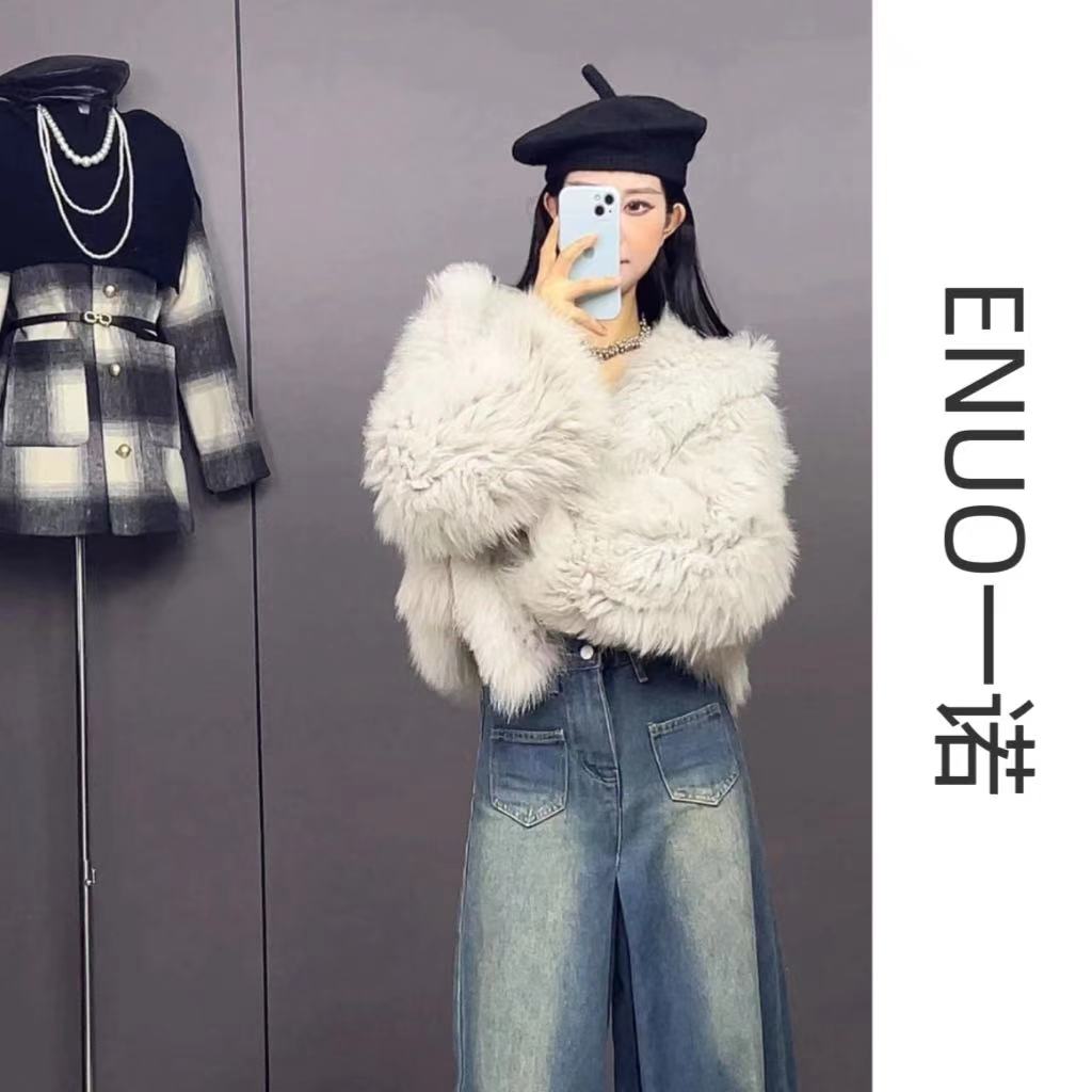 【7V】港风复古时尚气质宽松设垂感计师显瘦高腰长款大阔腿裤