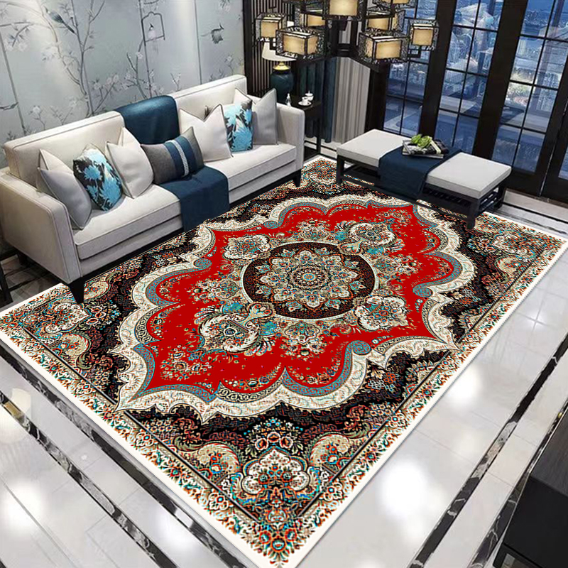 西域地毯圈绒高级感轻奢波斯客厅地毯免洗可擦易打理波斯卧室地垫