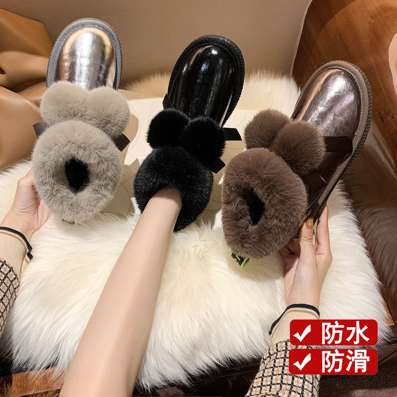361°老北京布鞋棉鞋女防水防滑冬季加绒保暖孕妇鞋子大棉鞋时尚