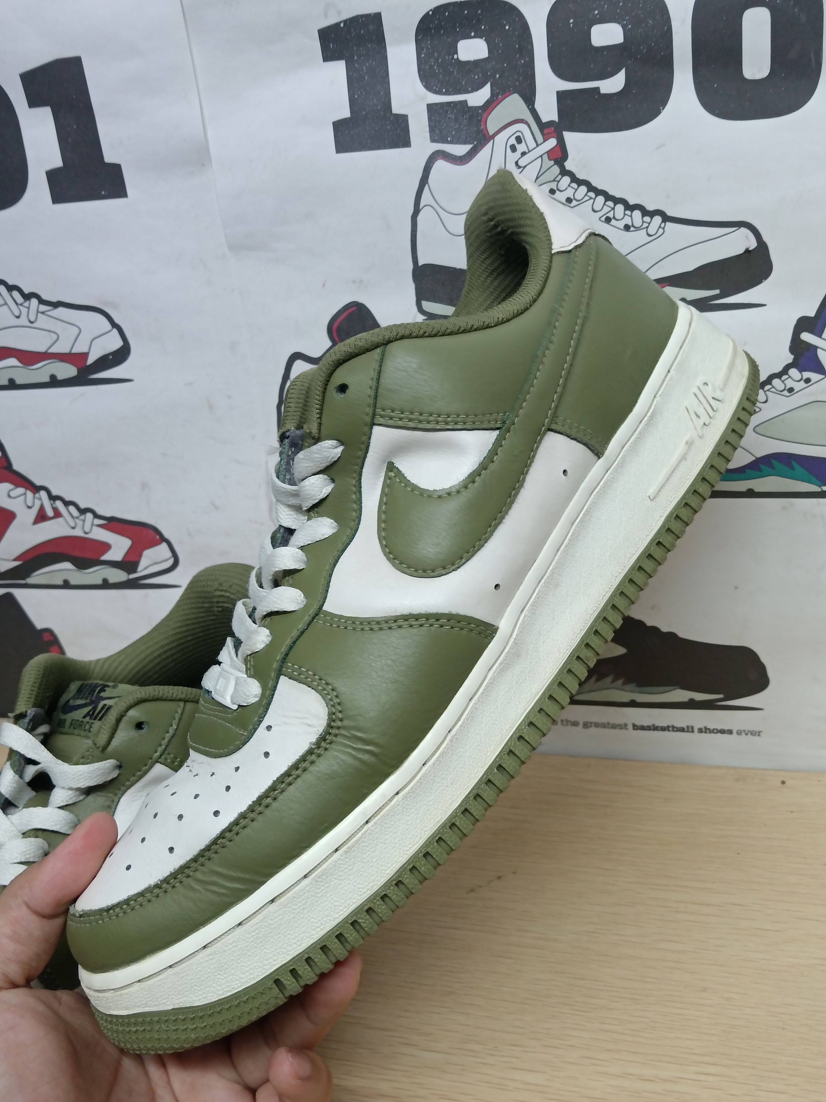 9新45码空军一号af1白绿珍珠奶茶ID低帮休闲板鞋/无原盒