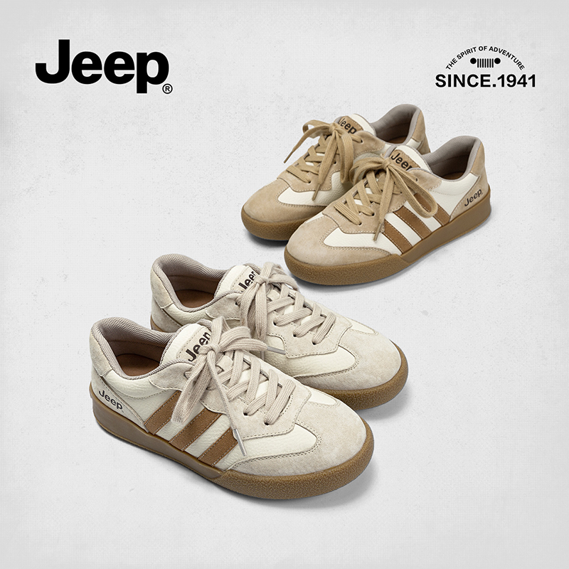 JEEP/吉普复古德训鞋女2023新款小众设计感板鞋百搭运动休闲鞋ins