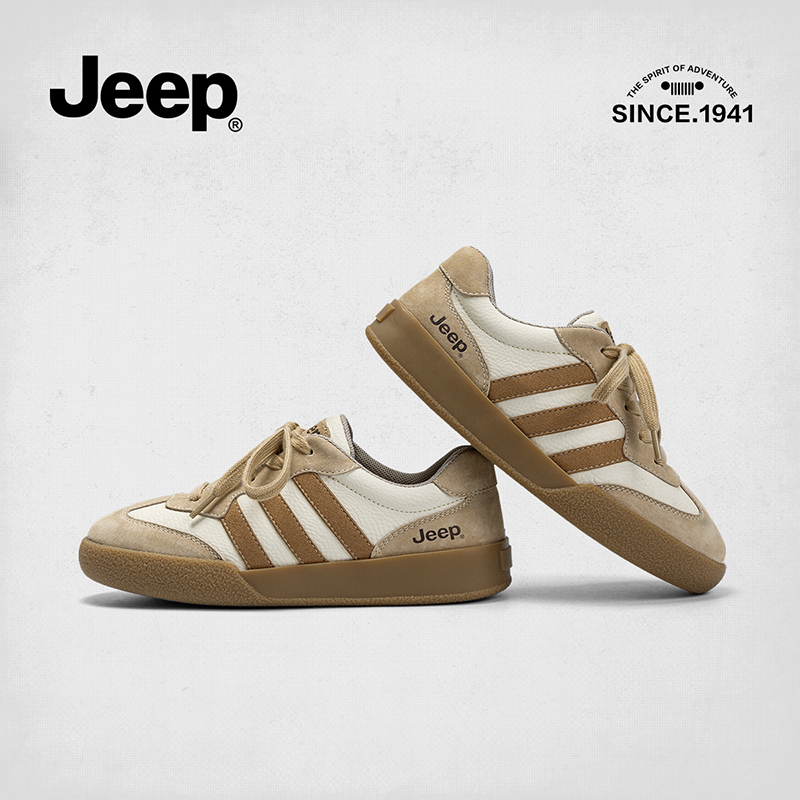 JEEP/吉普复古德训鞋女2023新款小众设计感百搭透气运动休鞋闲鞋