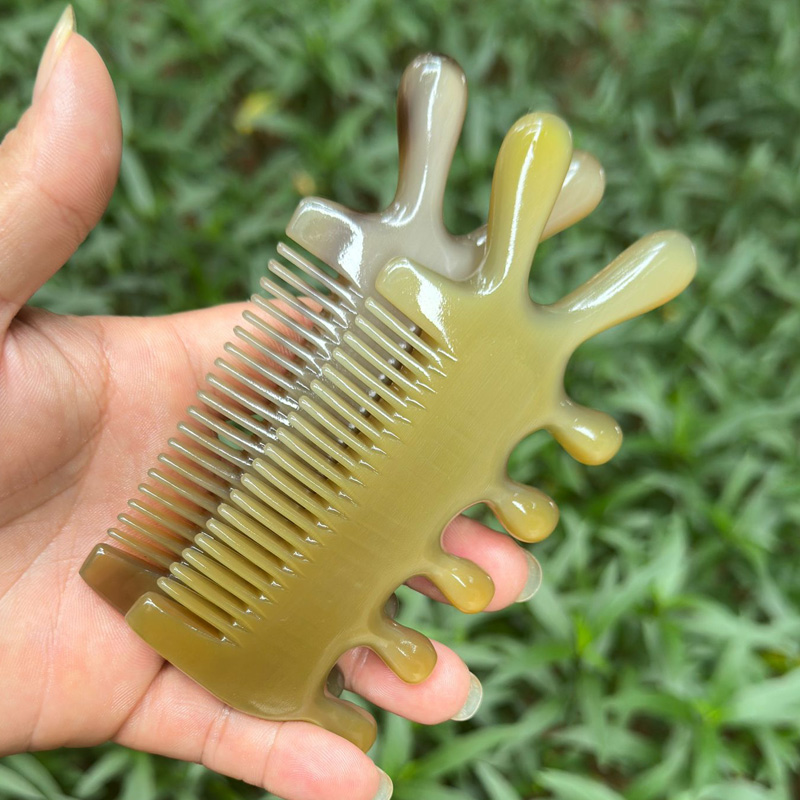 精品加厚五齿梳子真牛角梳头部脸部眼部按头部便捷全身通用正品