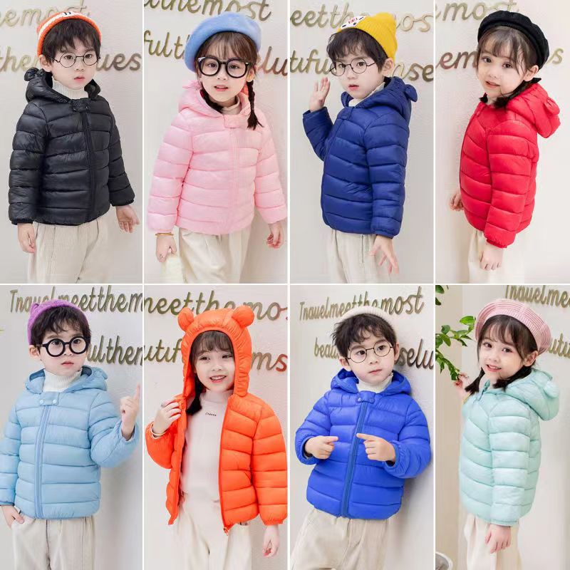 2023九秋冬新款儿童轻薄款棉服中小童羽绒衣宝宝耳朵棉袄外套保暖