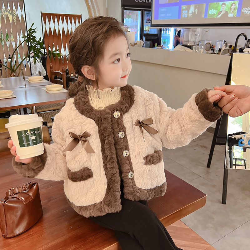 七宝宝女童秋冬款外套2023新款儿童小香风上衣服秋季洋气宝宝秋装