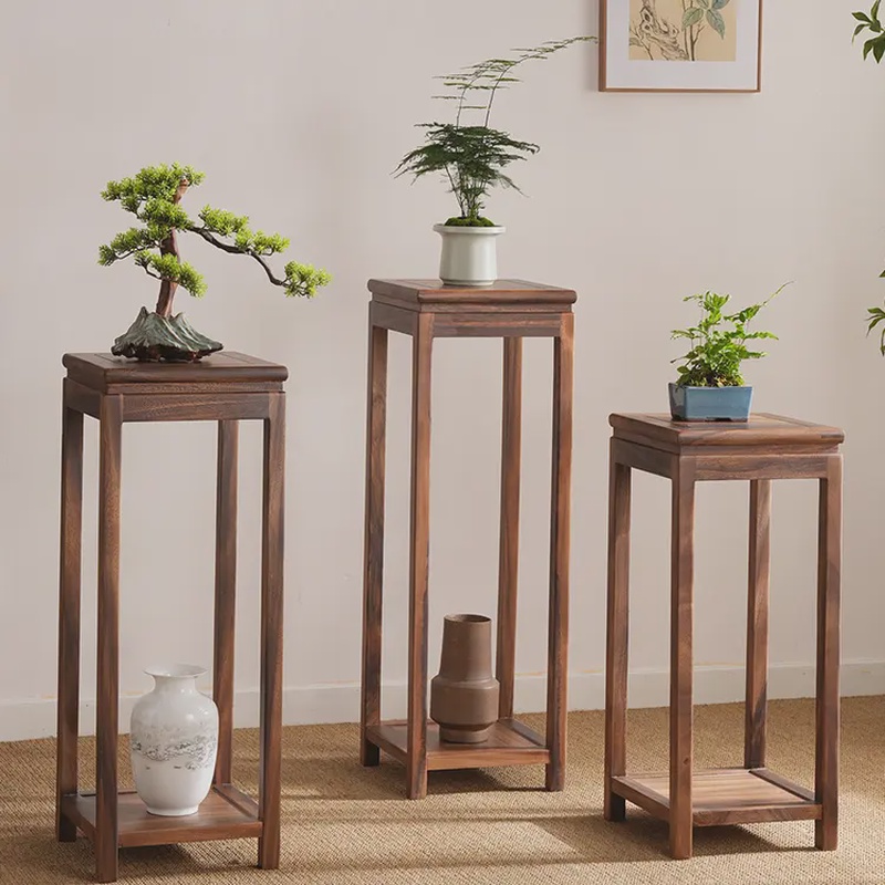 【胡桃木扶光】全榫卯整装花台新中式家用户外阳台置物架花几台