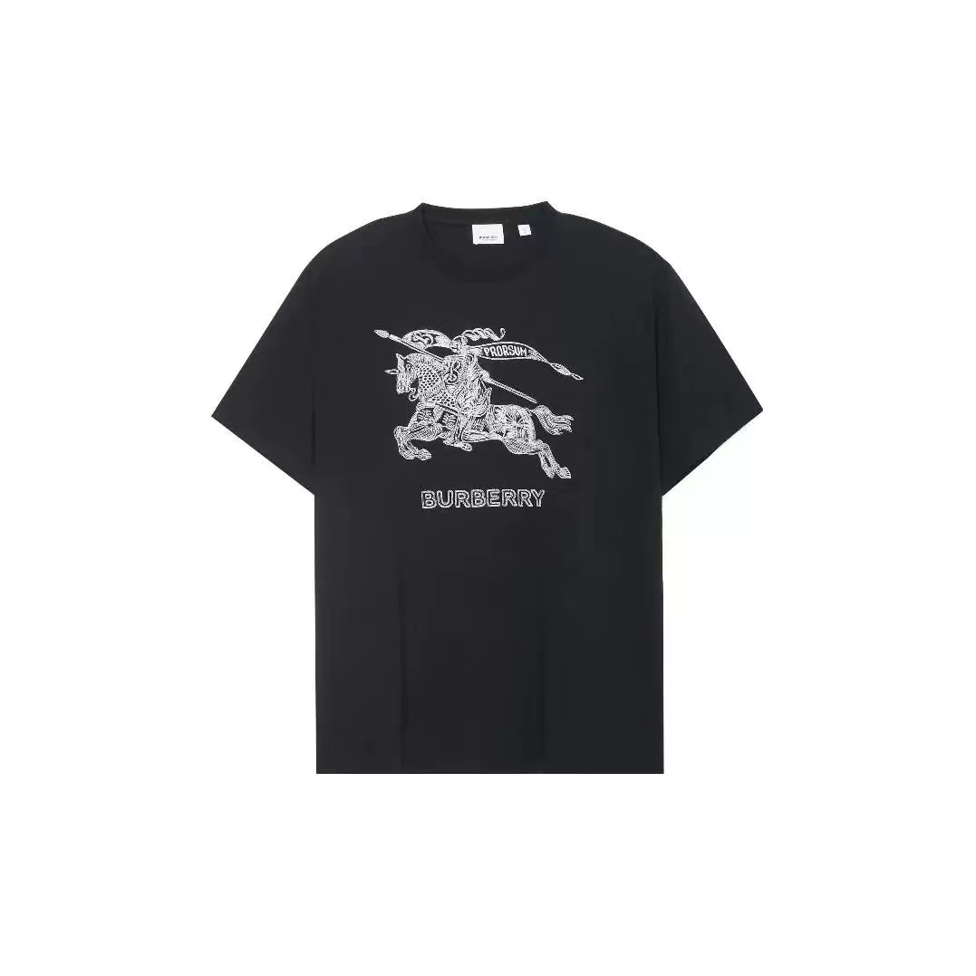 Burberry博柏利 SS23 马术骑士刺绣短袖T恤 男款 黑色BBR23TE01