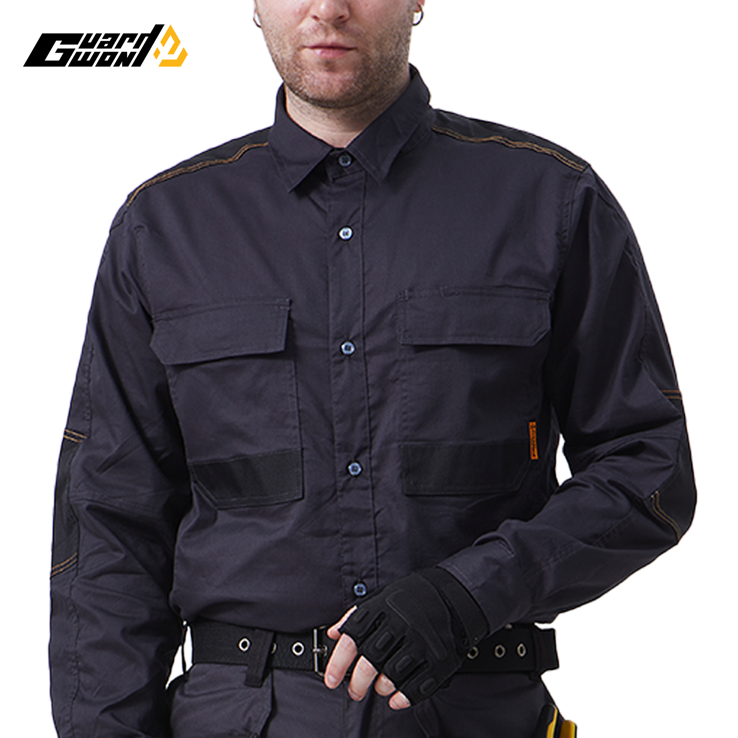 美式衬衫短袖男耐磨干活厂服户外长袖工厂工装透气排汗耐磨工作服