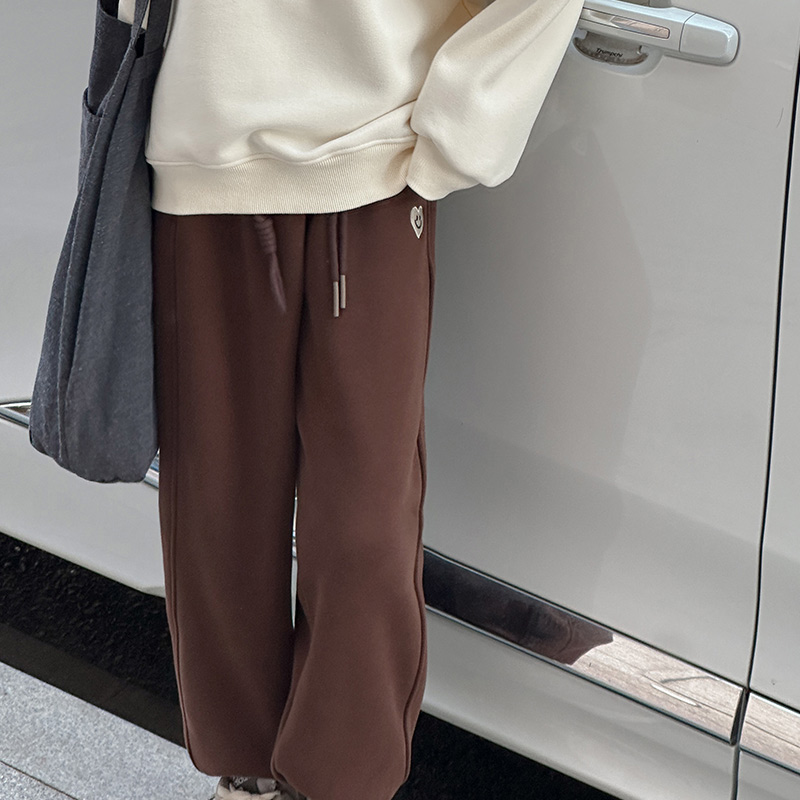 K25104女大童束脚休闲裤儿童加绒加厚针织裤子2025秋冬季运动卫裤