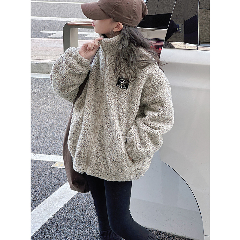 K27671女童外套秋冬装儿童毛毛衣新款2025大童夹棉加厚洋气上衣潮