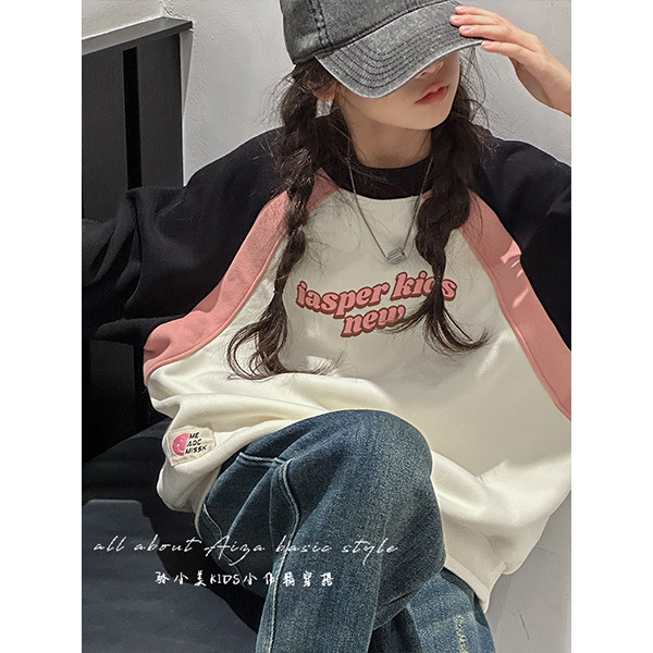 K25232韩国加绒加厚女童卫衣秋冬装新款网红洋气时髦儿童上衣保暖