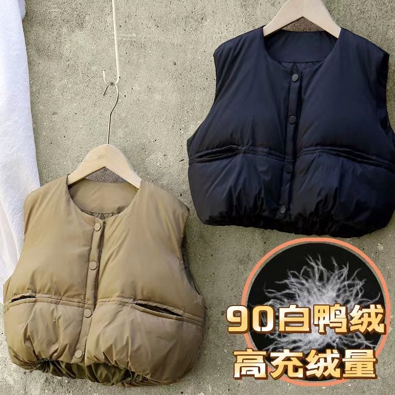 软萌圆滚滚~韩国童装2023秋冬男女童加厚保暖羽绒背心马
