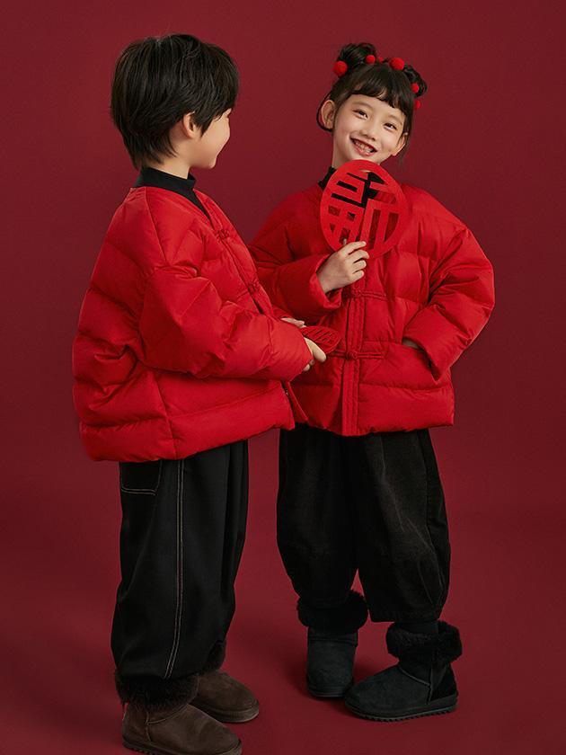 儿童拜年服冬款棉服男女童中国风复古盘扣棉衣宝宝新年保