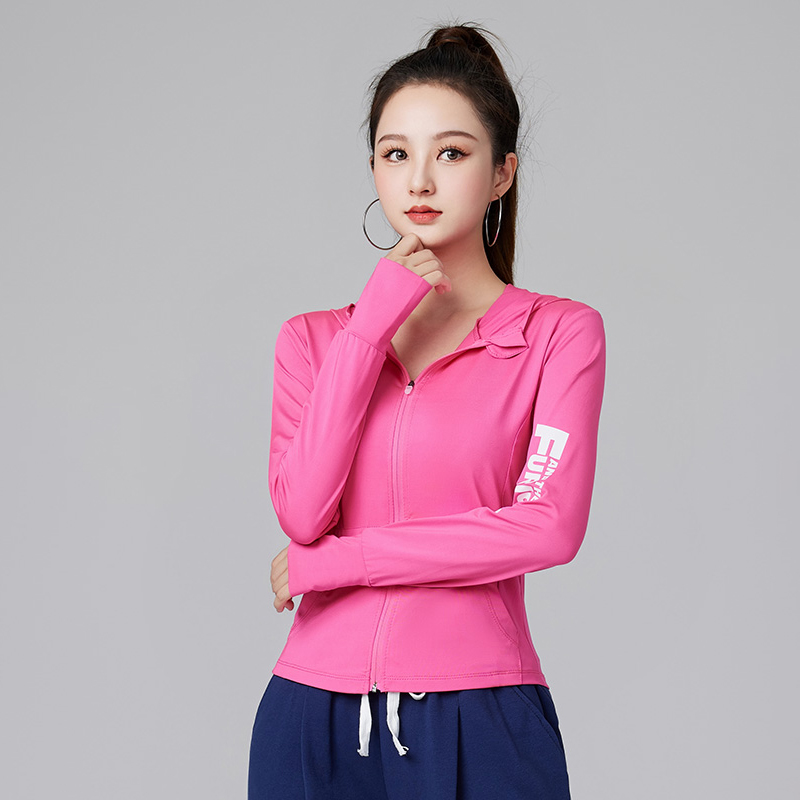 圣曳热卖新款春夏健身跑步户外运动休闲修身长袖连帽开衫速干显瘦