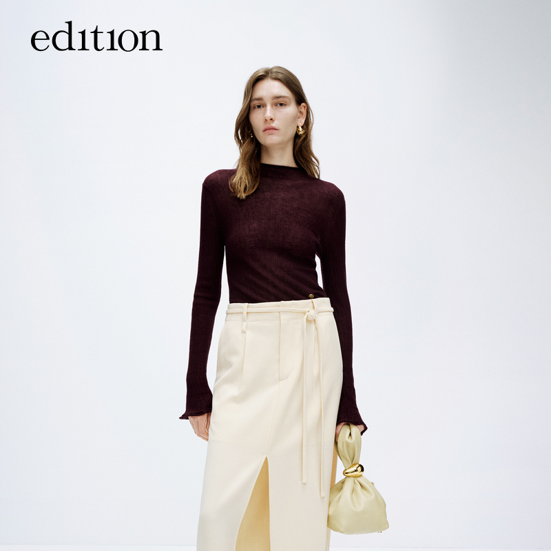 【商场同款】edition春款轻薄卷边修身打底衫#EBD1SWT014