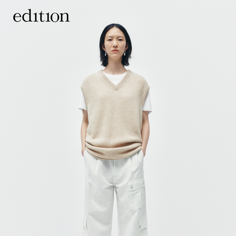 【E+云朵系列】edition秋款牦牛绒卷边毛衣马甲#EBD3SWT016