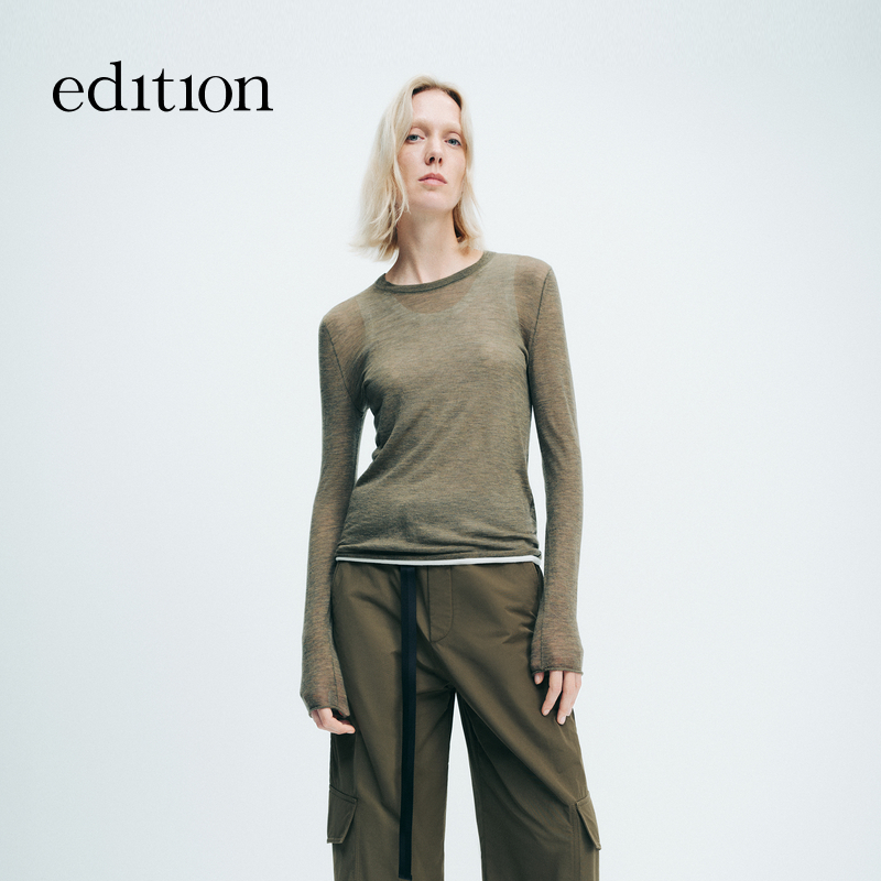 【高圆圆同款】E+轻生活系列edition绵羊毛真两件毛衣#EBD4SWT043