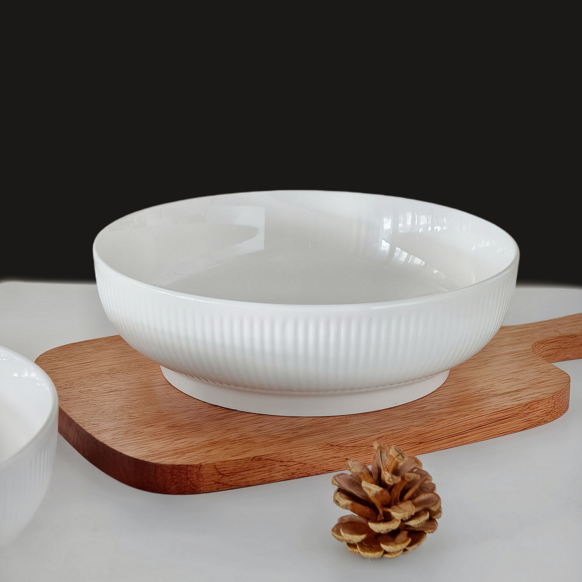 【2只装】9英寸纯白竖纹汤碗创意家用毛血旺辣子鸡水煮鱼酸菜鱼