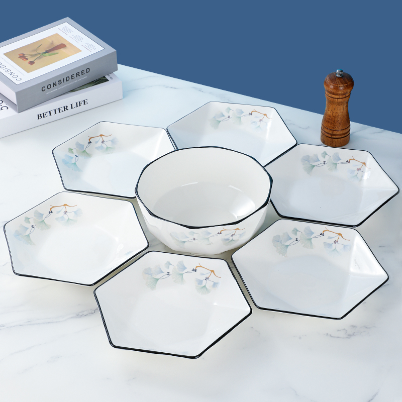 奉华浪漫情缘家用团圆拼盘简约家用陶瓷盘碟家用网红大汤碗创意