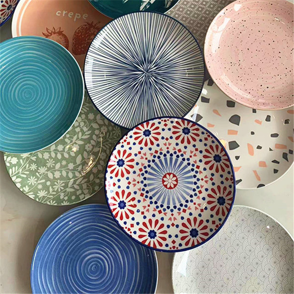 【8只4-8个花色混发】7.5英寸月光盘安全健康瓷微波陶瓷景德镇瓷器