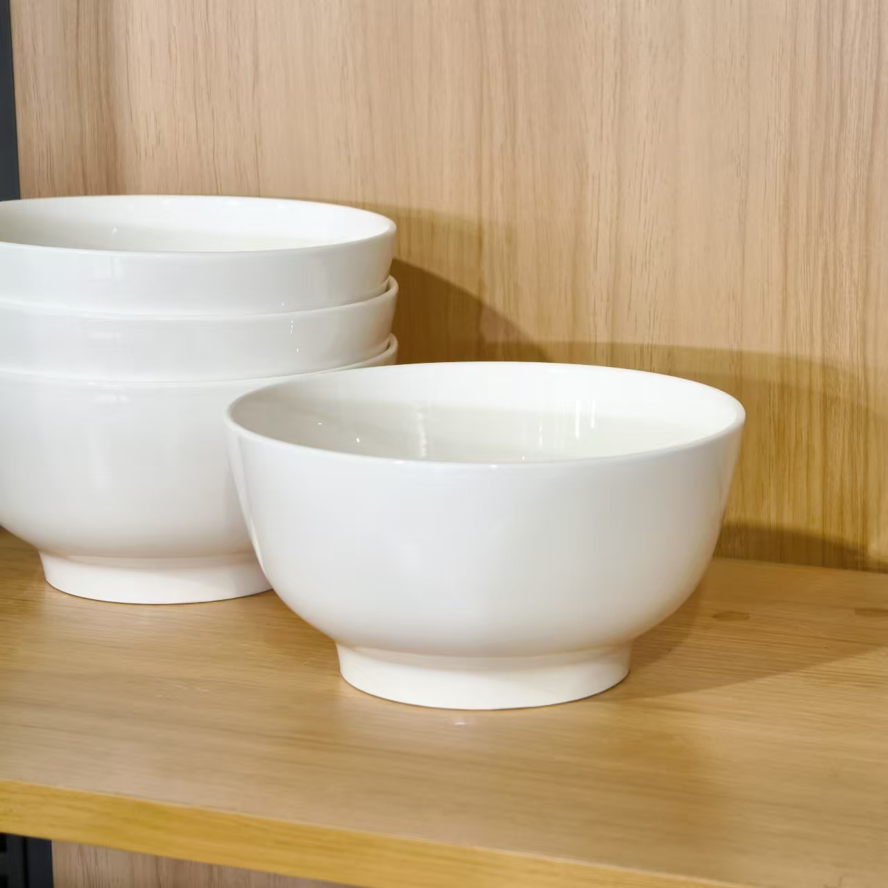 瓷县令【4只装】加厚6英寸陶瓷沙拉面碗纯白家用简约餐具吃米饭碗