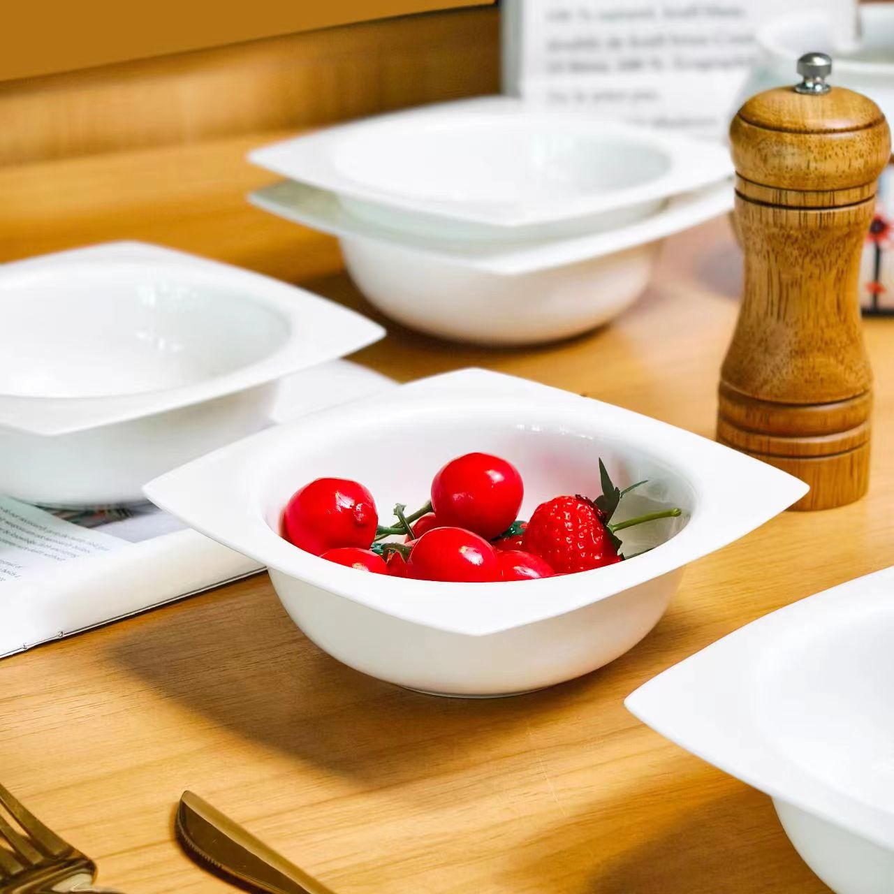 瓷县令【4只装】5.5英寸骨瓷纯白天元碗创意米饭碗酒店异形甜品碗