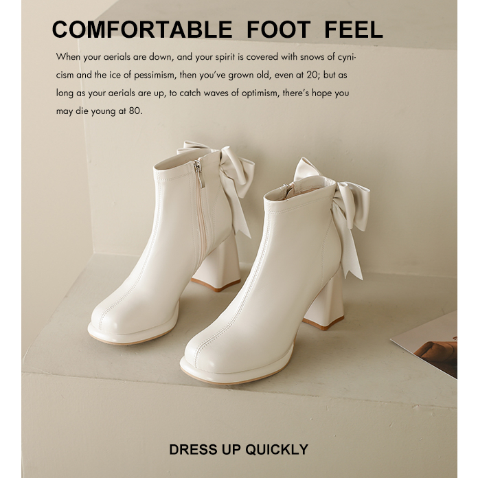 高跟短靴女2025新款秋冬加绒白色法式单靴粗跟踝靴瘦瘦短筒靴子女