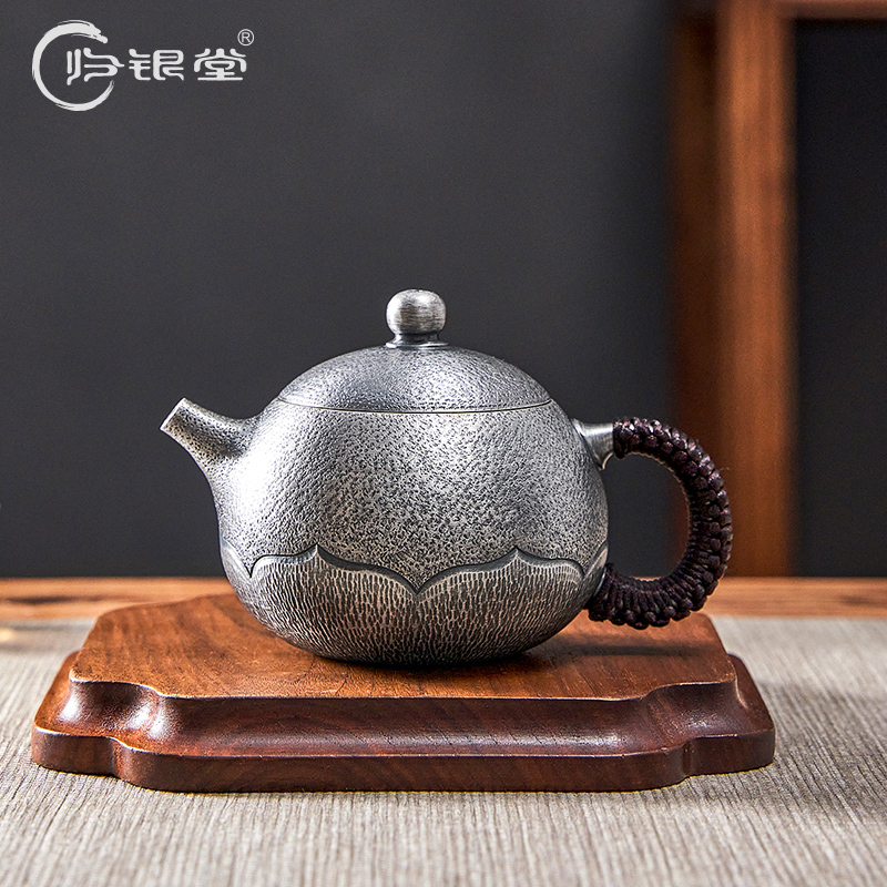 归银堂足银999莲底西施壶泡茶壶手工茶壶茶具GS-FPCH221102
