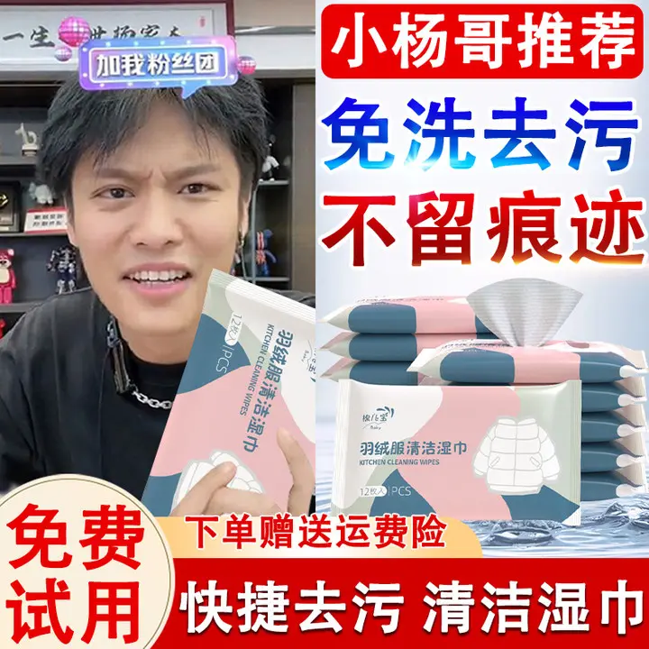 羽绒服清洁湿巾免水洗强力去污去渍一次性湿纸巾干洗专用神器推荐