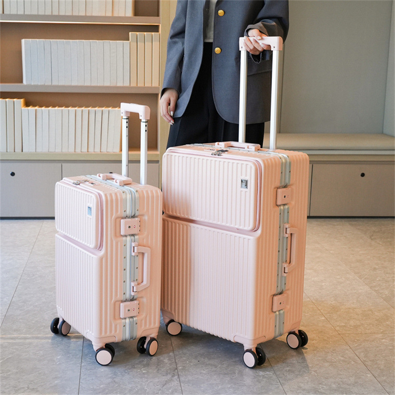 前开口盖铝框拉杆箱加大容量密码箱商务旅行箱干湿分离20寸登机箱