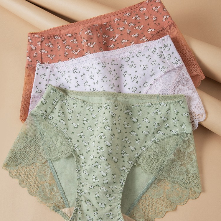 碎花蕾丝边内裤薄款抗菌三角裤