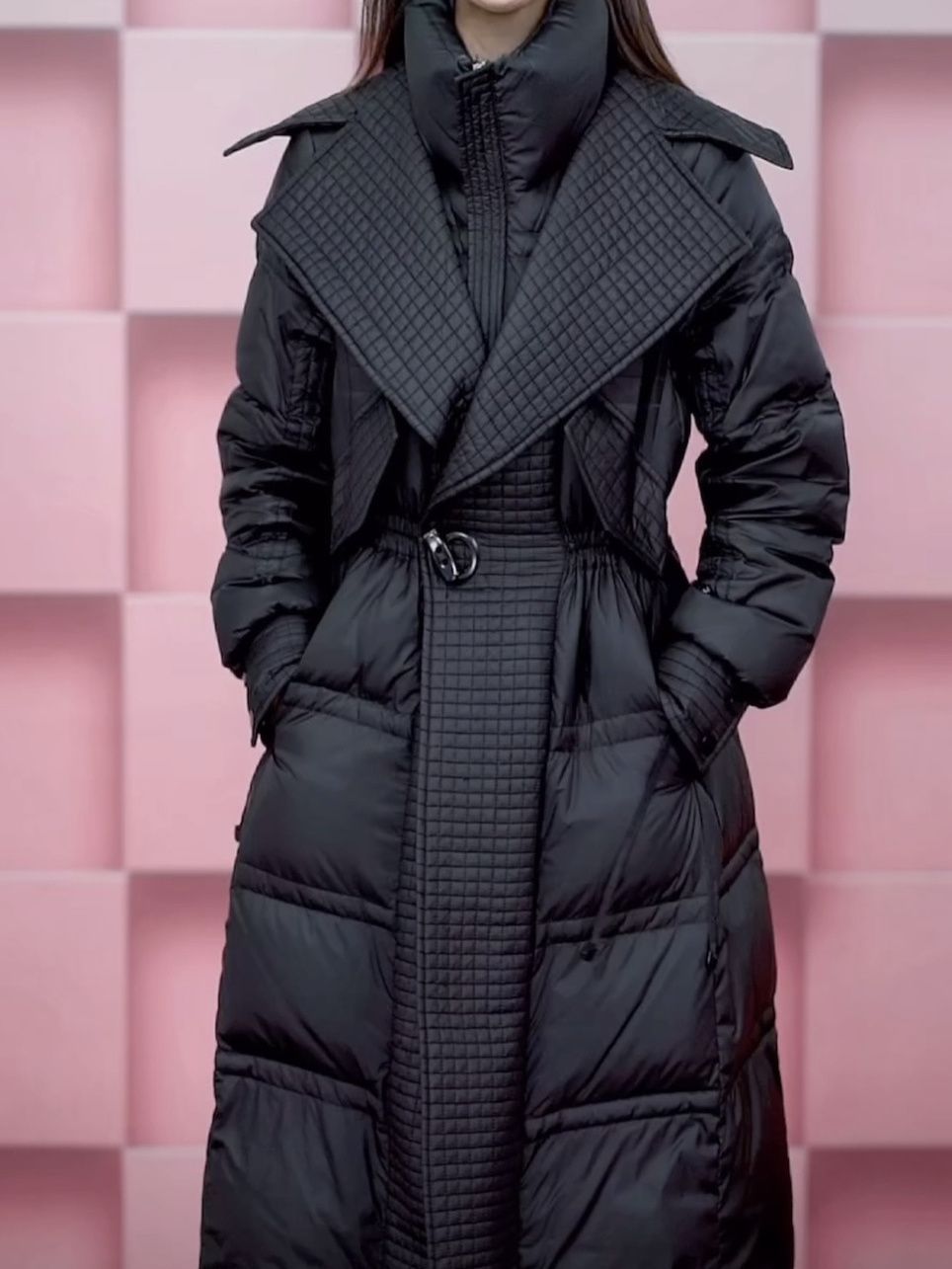 时尚中长款小香风女2023新款冬季黑色修身显瘦加厚保暖外套