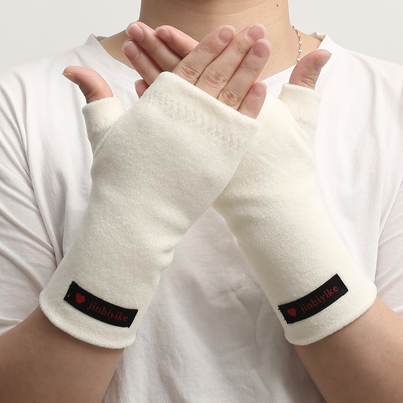 真颜优韵露指加厚保暖手套男女款半指加绒双层秋冬季骑电动车防风