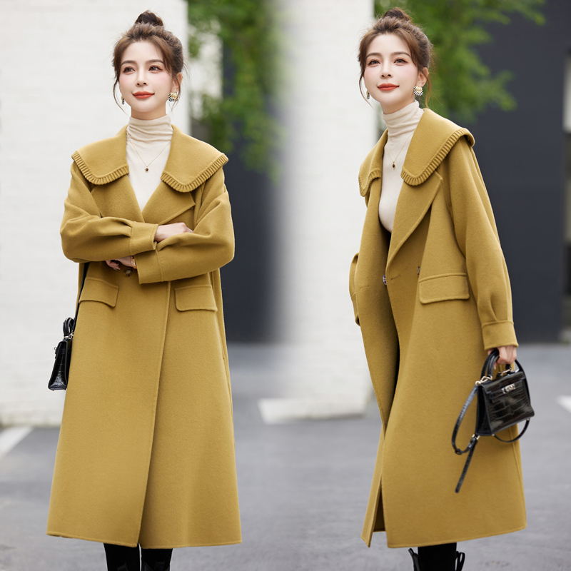 【现货】2024新款宽松时尚显瘦双面大衣过膝高端毛呢外套