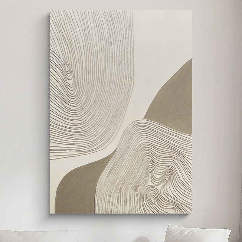 忒派高级感艺术编织线条抽象手绘油画《曲径》极简奶油风客厅装饰画