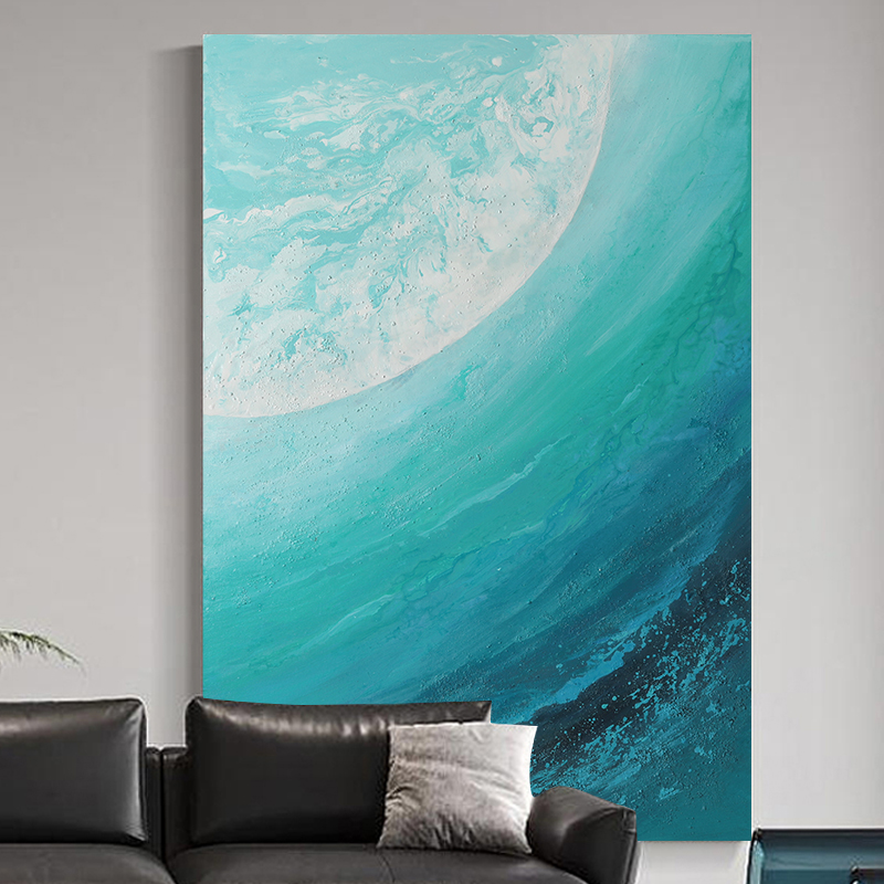 忒派《星辰大海》简约现代蓝色海景客厅抽象装饰画玄关海纳百川挂画