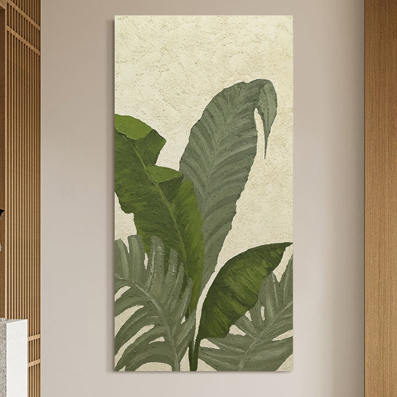 忒派《家大业大》装饰画北欧绿植手绘肌理油画现代入户玄关装饰画