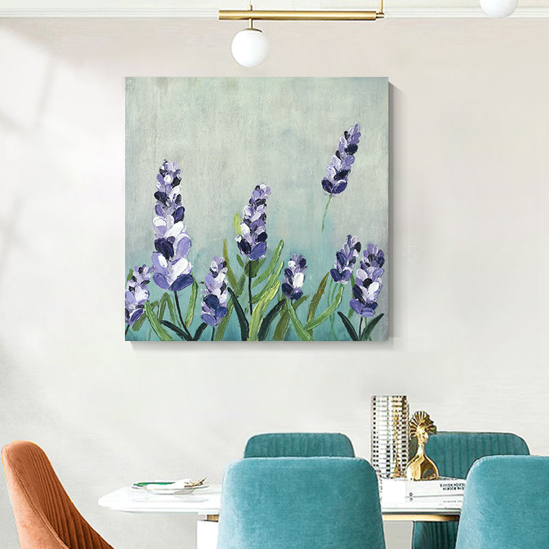 忒派臻品捡漏60x60cm<薰衣草> 温馨餐厅花卉装饰画卧室画电表箱画