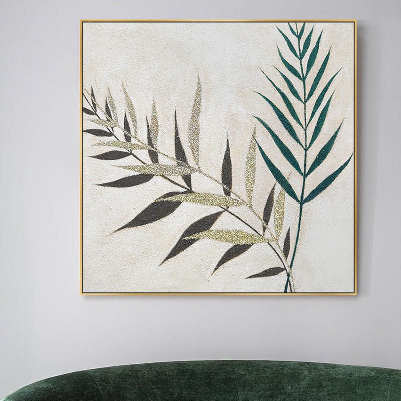 忒派北欧ins小清新植物手绘油画《微风》简约现代餐厅装饰画卧室画