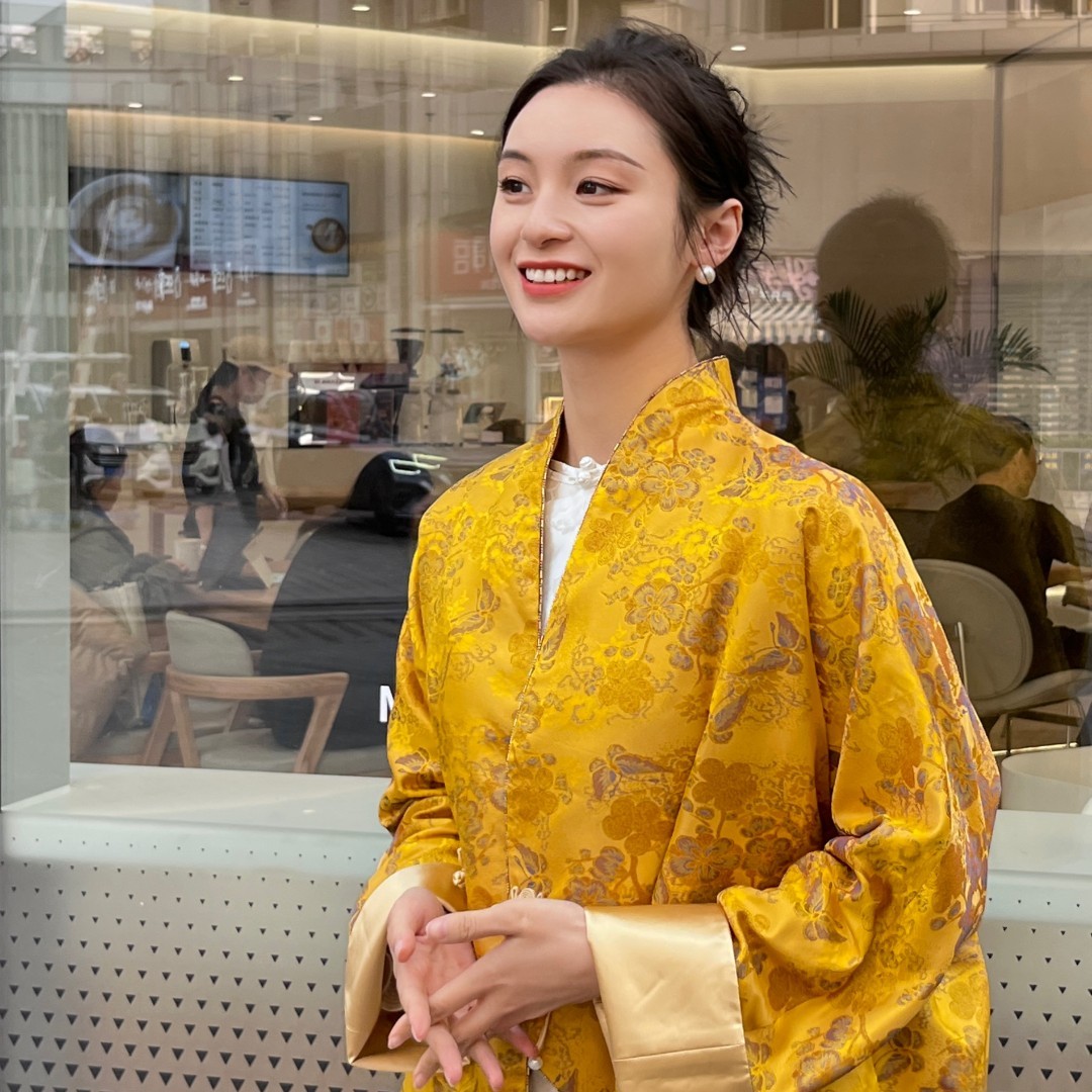 盛唐牡丹真丝花香引蝶宋锦新中式外套新款时尚洋气国风新中式女装