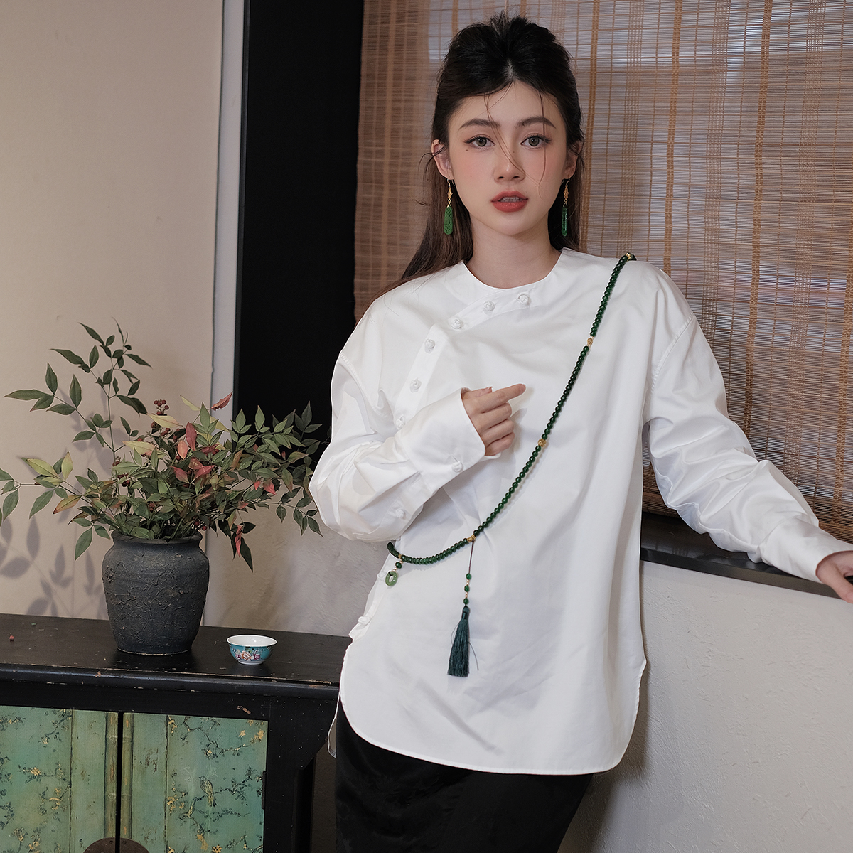 盛唐牡丹玺越新中式衬衫千金清冷感贵系衣服女装禅意仙气飘飘新款