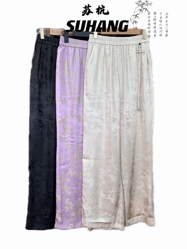 【竹韵】中式提花盘扣流苏裤