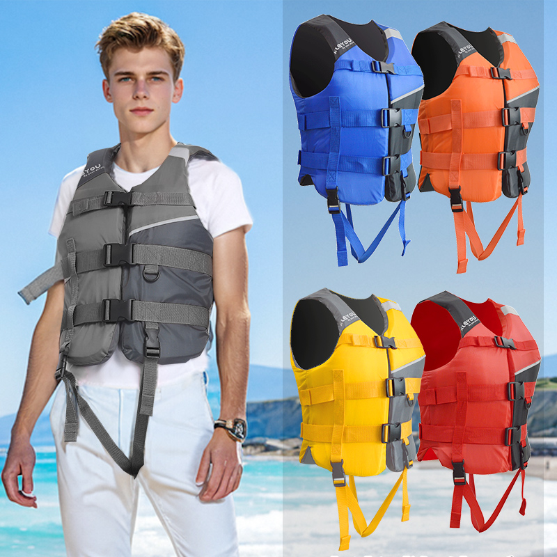 KLEYOU救生衣成人大浮力背心游泳冲浪钓鱼水上专业应急救援五点式