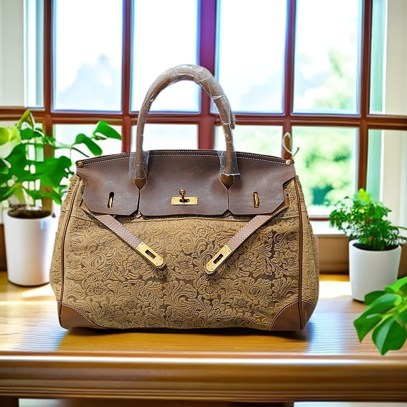 时光专项铂金头层牛皮大手提大号奢侈女士包包