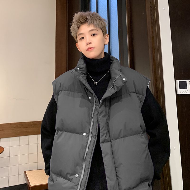 爆款羽绒马甲男款冬季加厚保暖外套背心纯色美式潮牌坎肩马夹上衣