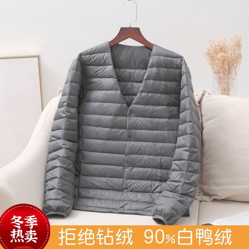 羽绒服男2023新款冬季轻薄内胆无领大码内穿打底圆领保暖打底外套